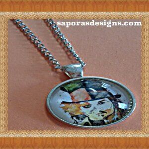 Silver Tone Johnny Depp Theme Necklace Unisex